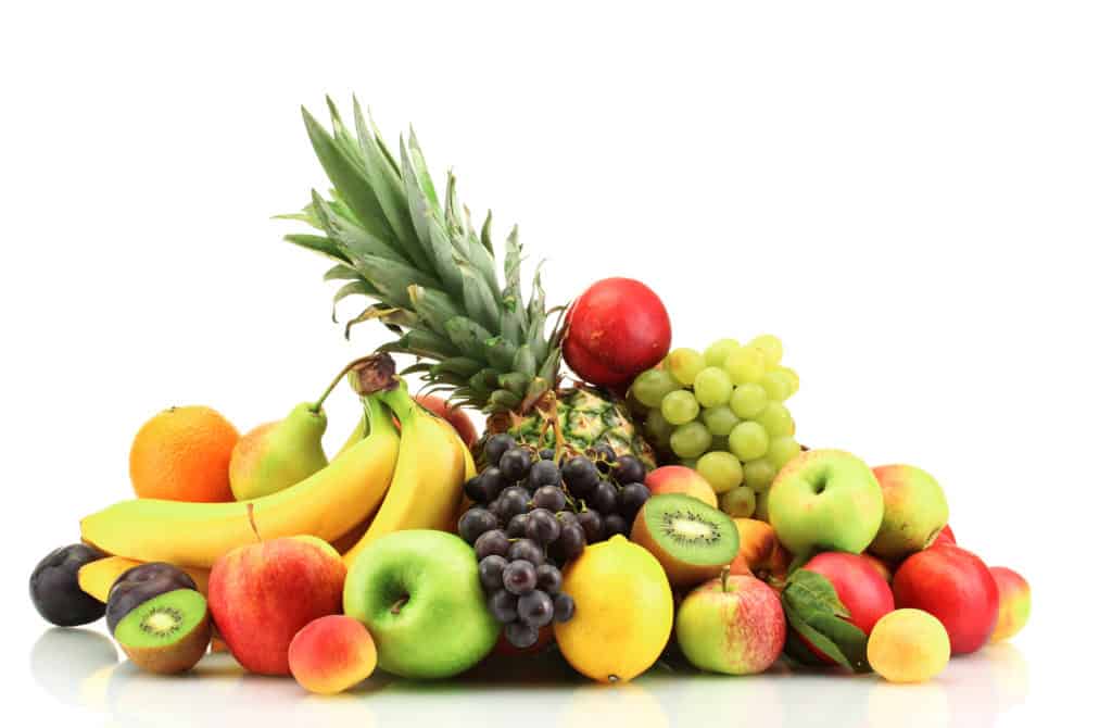 Assortment of exotic fruits isolated on white