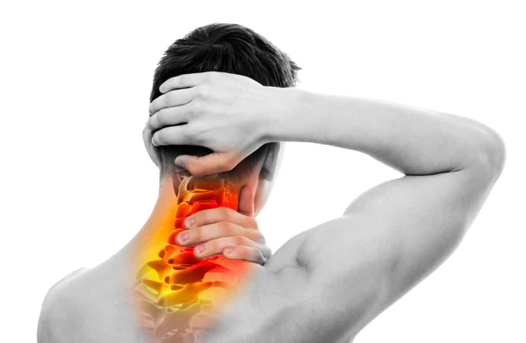 Neck Pain - Male Anatomy Sportsman Holding Head and Neck - Cervi Neck Pain - Male Anatomy Sportsman Holding Head and Neck - Cervi